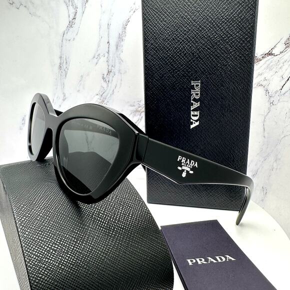 New PRADA Sunglasses Black Butterfly Cat Eye Logo Symbole Logo New main image 8